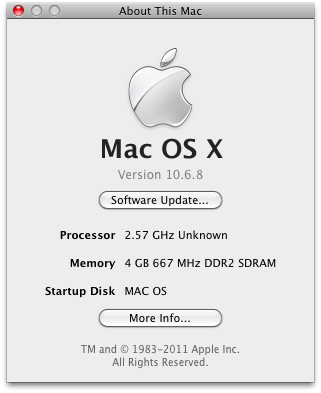 Mac OS 10.6.8 on Dell E6400